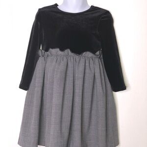 David Charles girls gray black Velour formal dress